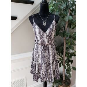 Altar'd State Knee Length Dress Women Medium Multi Snake Print Adjustable V Neck